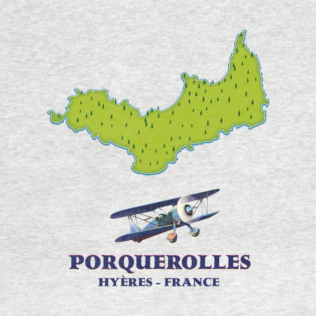 Porquerolles France island travel map by nickemporium1